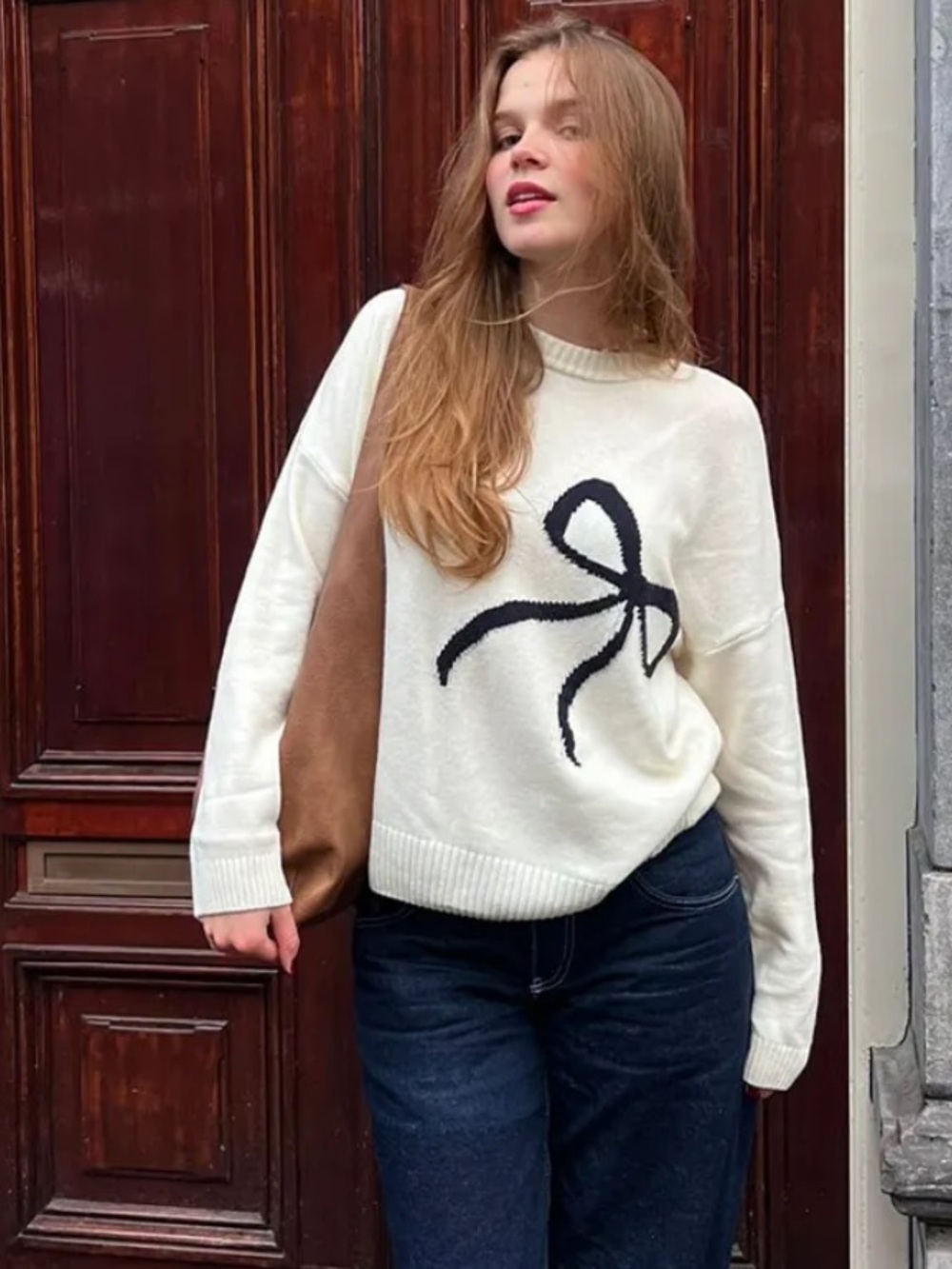 Subdued Italian Brandy Melville Oversized Bow Ribbon Sweater